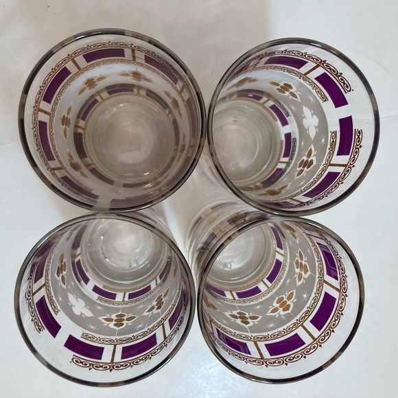 Vintage mid century gold & purple amethyst glassware set of 4 - Picture 7 of 12